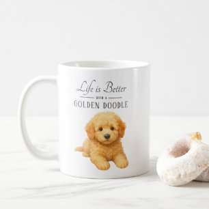 Livet är bättre Golden Doodle Kaffemugg