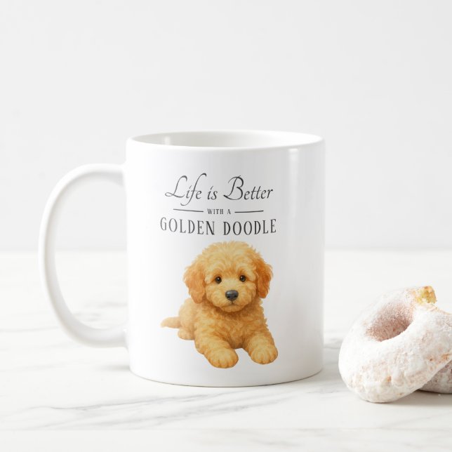 Livet är bättre Golden Doodle Kaffemugg (Med munk)