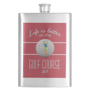 Livet är Bättre Golf Flerkantiga Golfspelare Initi Fickplunta