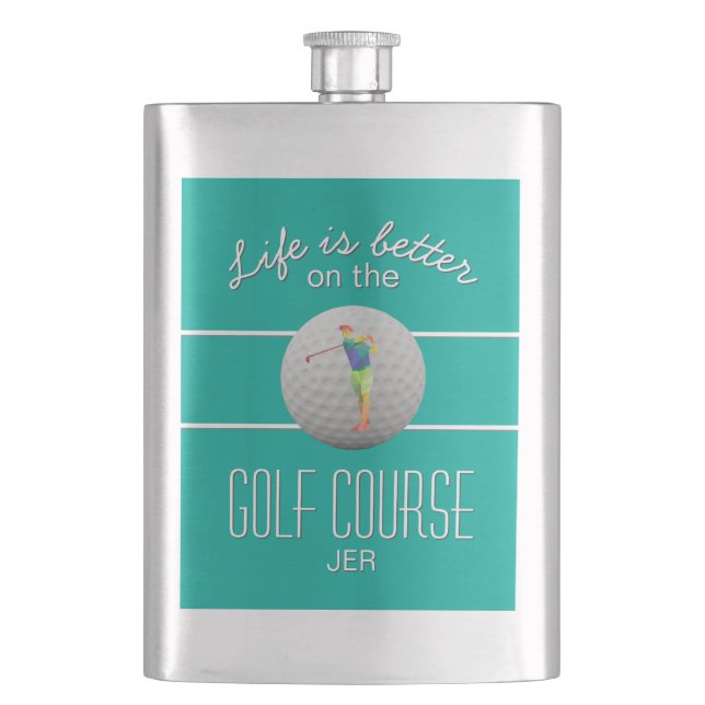 Livet är Bättre Golf Polygonala Golfare Initialer  Fickplunta (Framsidan)