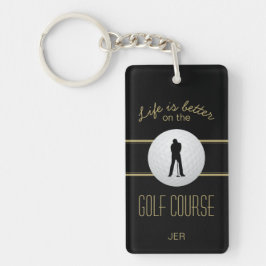 Livet är bättre Golfer Monogram Black Guld Anpassn