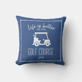 Livet är Bättre Golfkärra Blå Monogram Golf Kudde