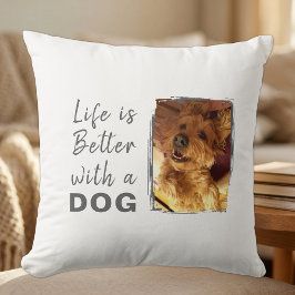 Livet är bättre hund 2 foto namn vit grå kudde