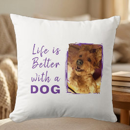 Livet är bättre hund 2 foto namn vit lila kudde