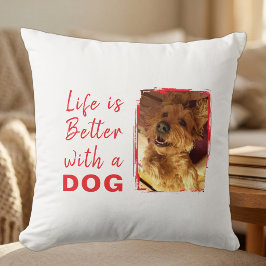 Livet är bättre hund 2 foto namn vit röd kudde