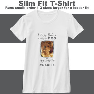 Livet är bättre hund fotot namn grått t shirt