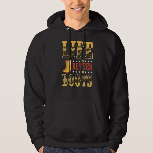 Livet är bättre i Boots Line Dance Danance Hoodie (Framsida)