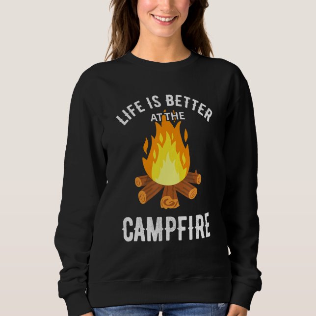 Livet är bättre i Campfire Camping Äventyr F T Shirt (Framsida)