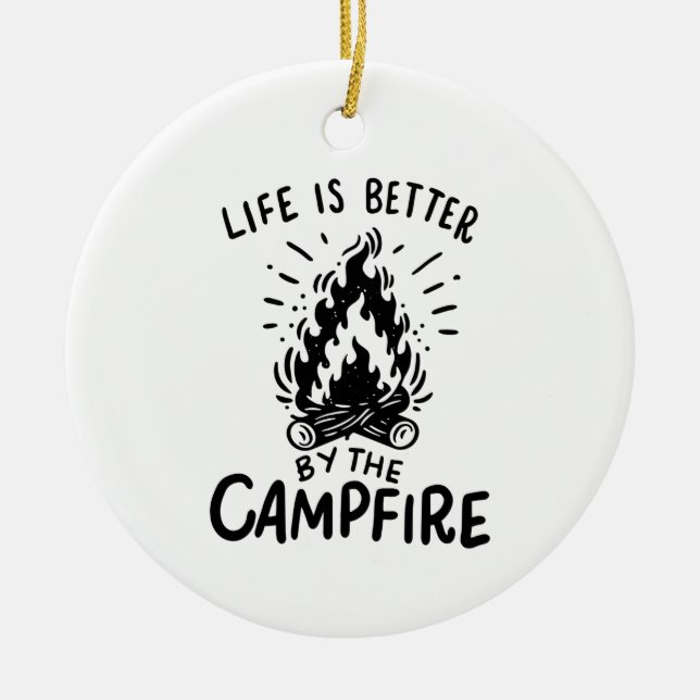 Livet är bättre i Campfire Julgransprydnad Keramik (Framsidan)