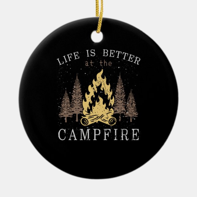 Livet är bättre i Campfire Julgransprydnad Keramik (Framsidan)