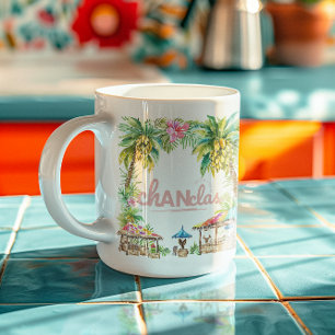 Livet är bättre i Chanclas Tropisk Palmltree Kaffemugg