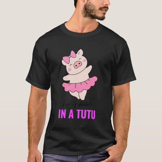 Livet är bättre i en Tutu Ballerina-affär Lo T Shirt (Framsida)