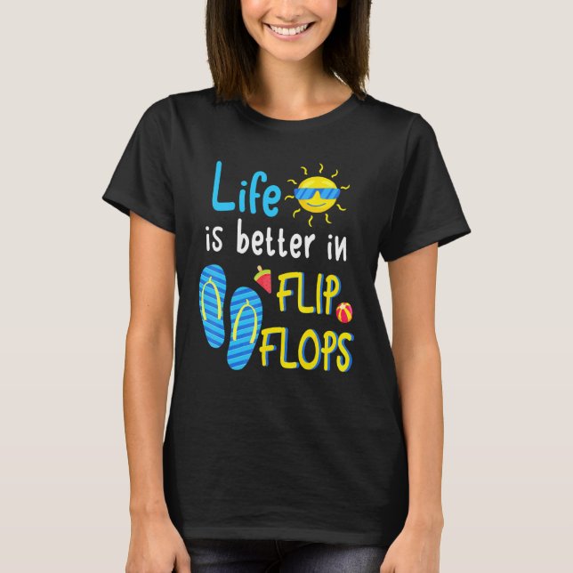 Livet är bättre i Flinflip flops 3 T Shirt (Framsida)