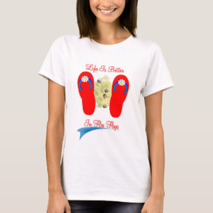 Livet är bättre i Flinflip flops Cute Summery Gr Tee Shirt