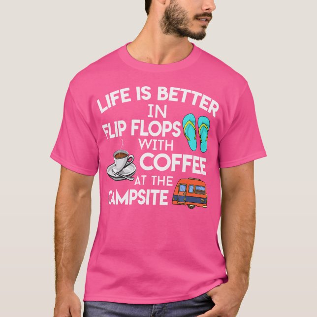 Livet är bättre i Flinflip flops med kaffe i Kanad T Shirt (Framsida)