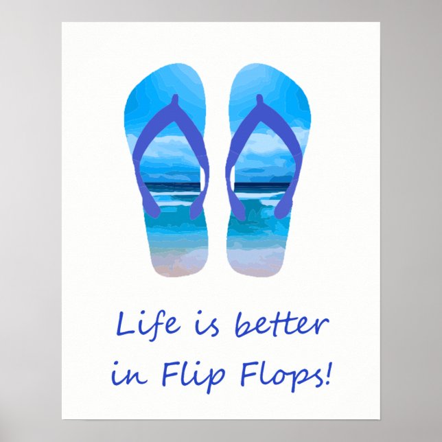 Livet är bättre i Flinflip flops Roligt Beach-cita Poster (Framsidan)