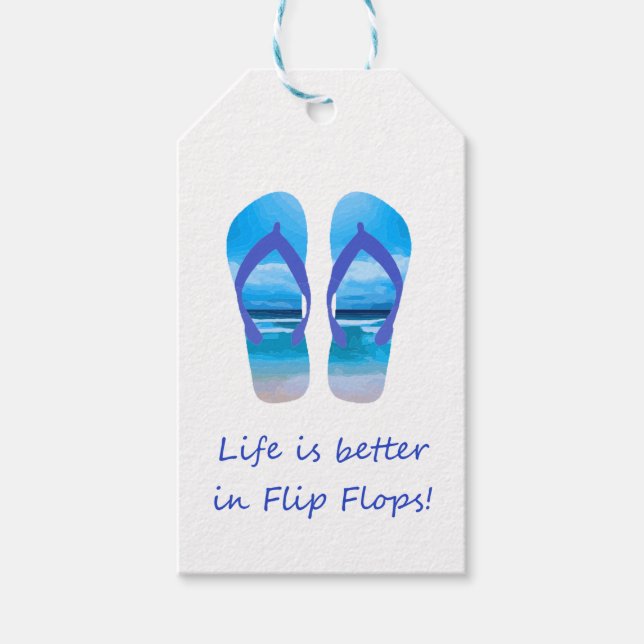 Livet är bättre i Flinflip flops Roligt Beach-cita Presentetikett (Framsidan)