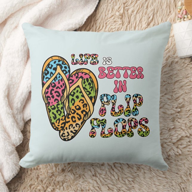 Livet är bättre i Flinflip flops-Summer Vibes Kudde (Filt)