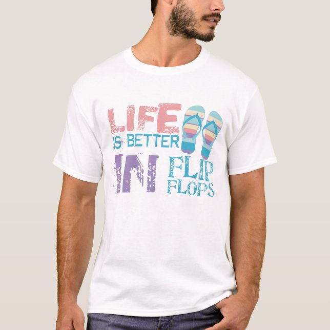 Livet är bättre i Flinflip flops T-shirt (Framsida)