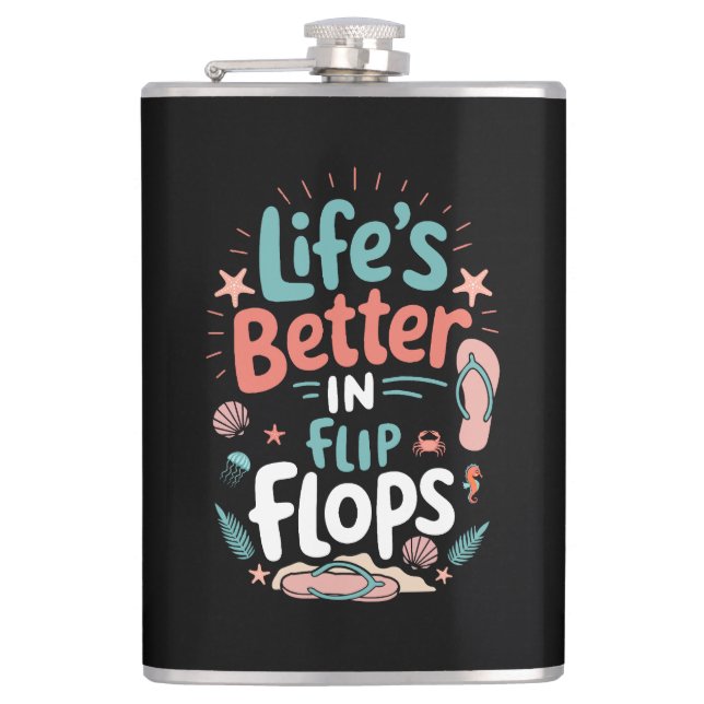 Livet är bättre i flip-flops – Rolig tropisk stran Fickplunta (Framsidan)