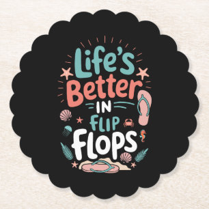 Livet är bättre i flip-flops – Rolig tropisk stran Underlägg Papper