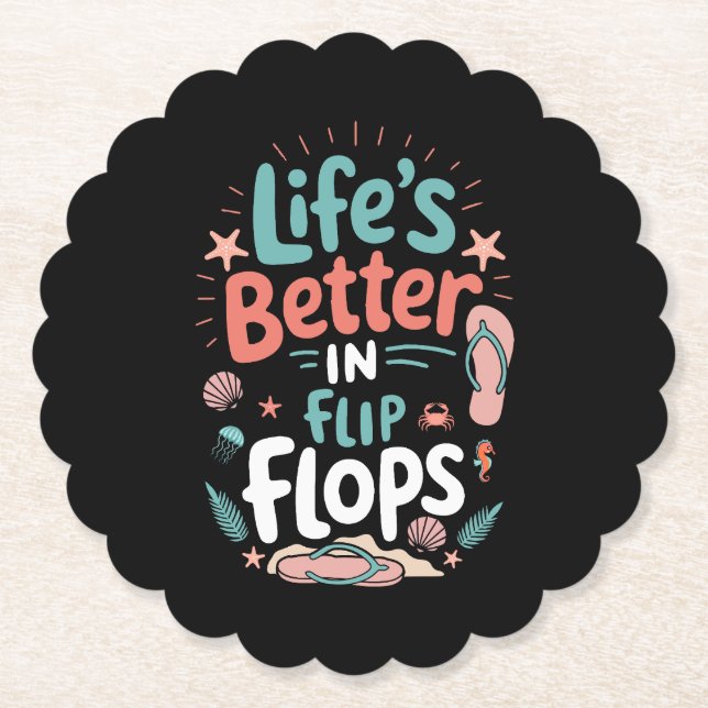 Livet är bättre i flip-flops – Rolig tropisk stran Underlägg Papper (Framsida)