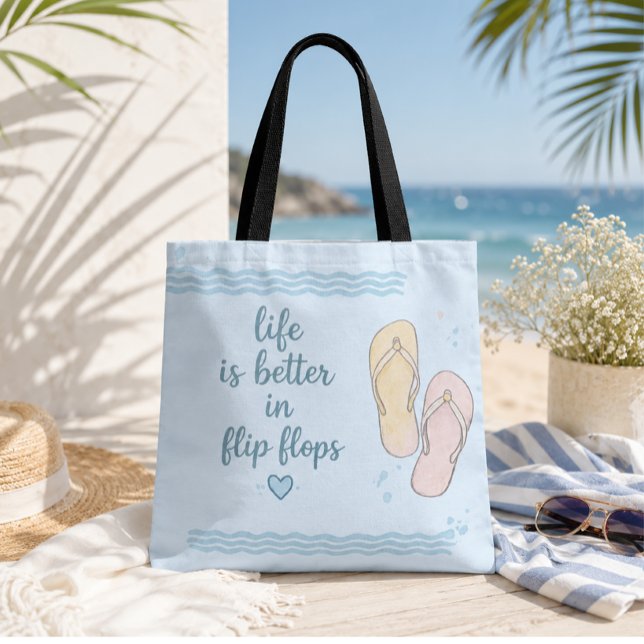 Livet Är Bättre I Flip Flops Strandhandväskor Tygkasse (Skapare uppladdad)