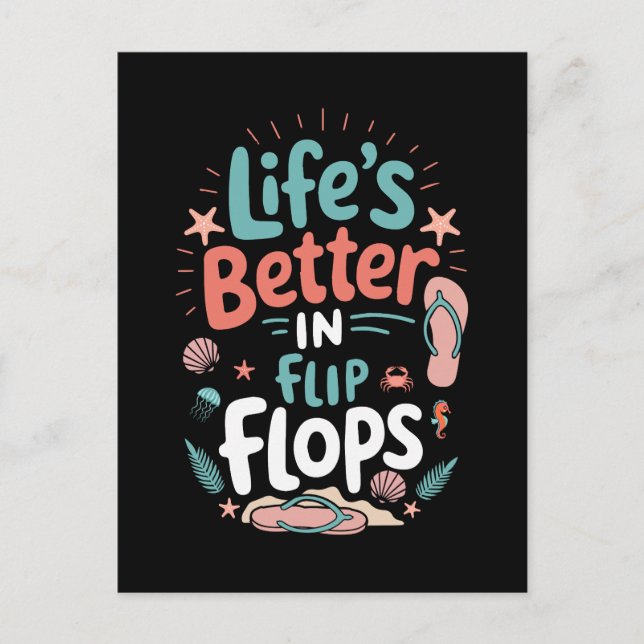 Livet är bättre i Flip-Flops - Tropical Beach-Roli Helg Vykort (Framsida)