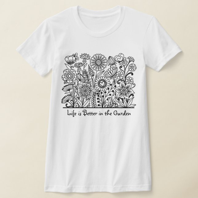 Livet är bättre i Garden Blommigt Print T Shirt (Laydown)