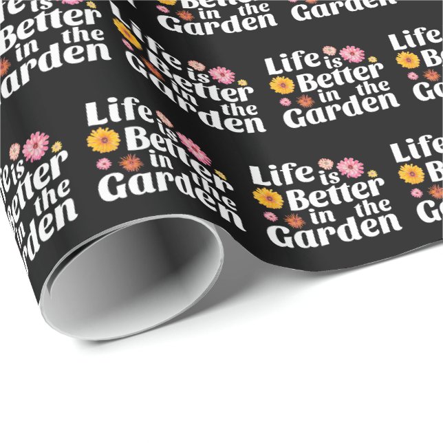 Livet är bättre i Garden - Zinniafloden Presentpapper (Rullad Hörn)