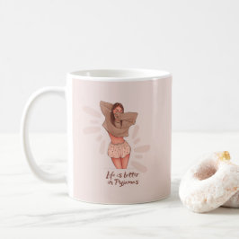 Livet är bättre i Pajamas Cute-flickan Kaffemugg