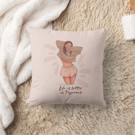 Livet är bättre i Pajamas Cute-flickan Kudde