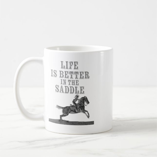 Livet är bättre i sadeln kaffemugg (Vänster)