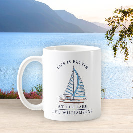 Livet är bättre i Sjö, den blå segelbåtsfamiljen Kaffemugg