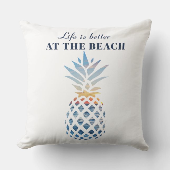 Livet är bättre inom familjen Beach Pineapple Kudde (Framsida)