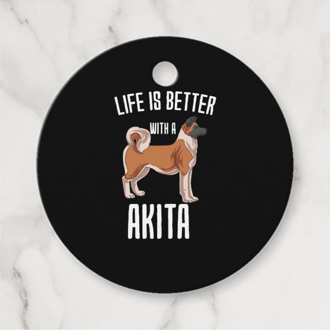 Livet är bättre med Akita Gåvor Etiketter (Framsida)