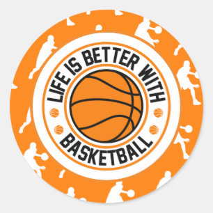 Livet är bättre med Basketball Orange Runt Klistermärke