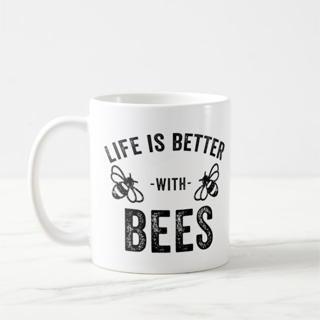 Livet är bättre med bin cool honungsbi Djurfantast Kaffemugg (Vänster)