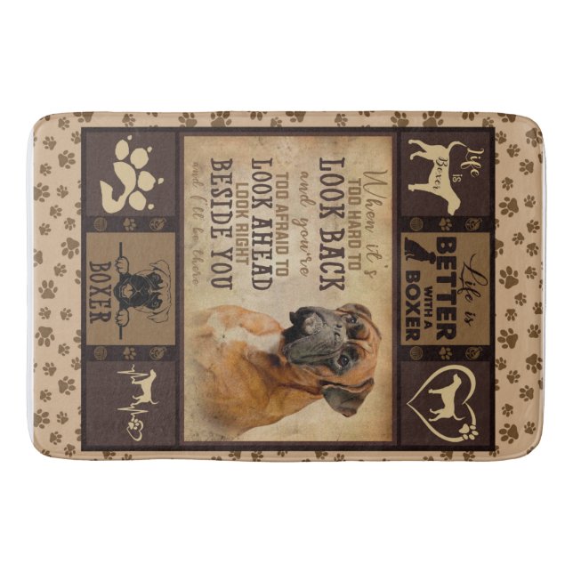 Livet är bättre med Boxer Fleece Blanket, Hund, Kä Badrumsmatta (Framsidan)