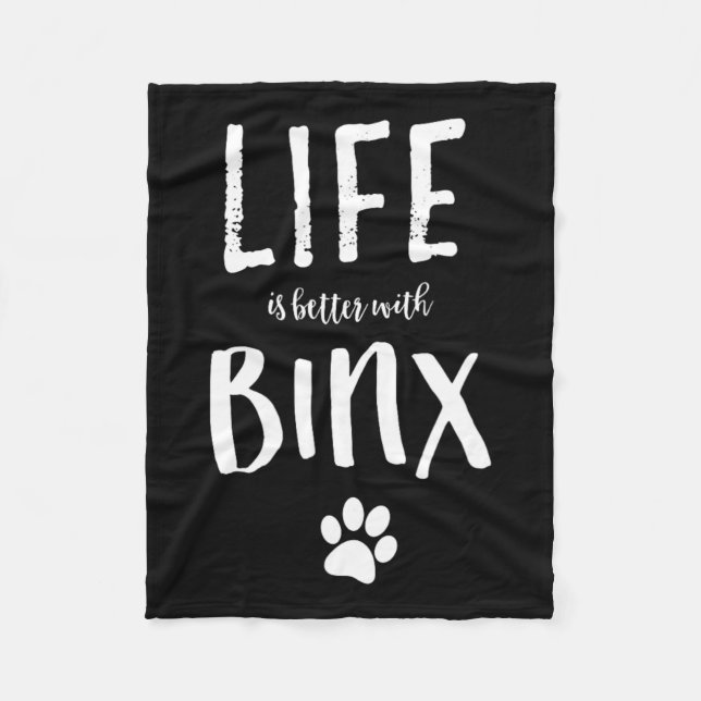 Livet är bättre med BX Namn Gift Shirt från Hund Fleecefilt (Framsidan)