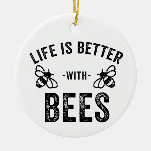 Livet är bättre med coola honungsbinar Djurfans Julgransprydnad Keramik (Framsidan)