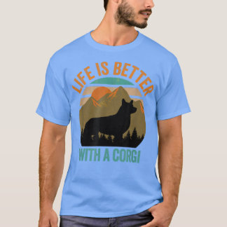 Livet är bättre med Corgi Vintage Mountain T Shirt