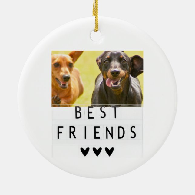 Livet är bättre med Dachshunds Best Friends Photo Julgransprydnad Keramik (Baksidan)