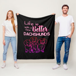 Livet är bättre med Dachshunds rosa Dodle Fleecefilt