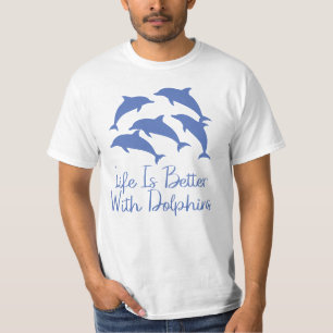 Livet är bättre med delfiner, miljövänliga present t shirt