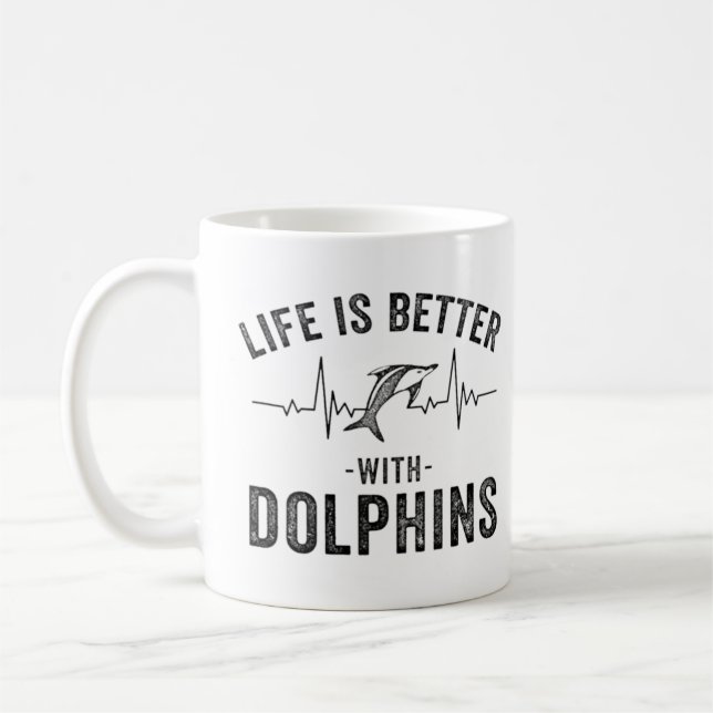 Livet är bättre med Dolphins coola hjärtstillande. Kaffemugg (Vänster)