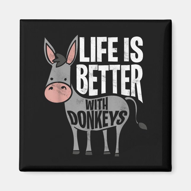 Livet är bättre med Donkey - Lilla Donkey Magnet (Framsidan)