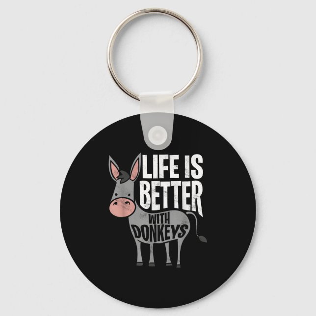 Livet är bättre med Donkey - Lilla Donkey Nyckelring (Framsida)