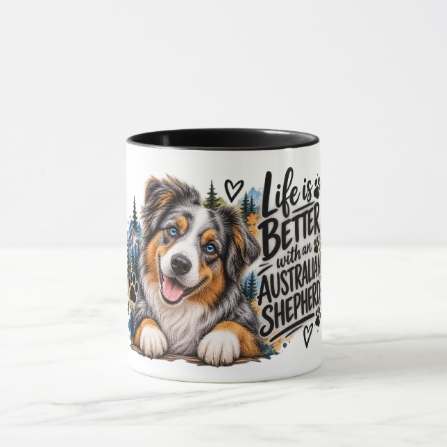 Livet är bättre med en Australian Shepherd Mugg (Center)