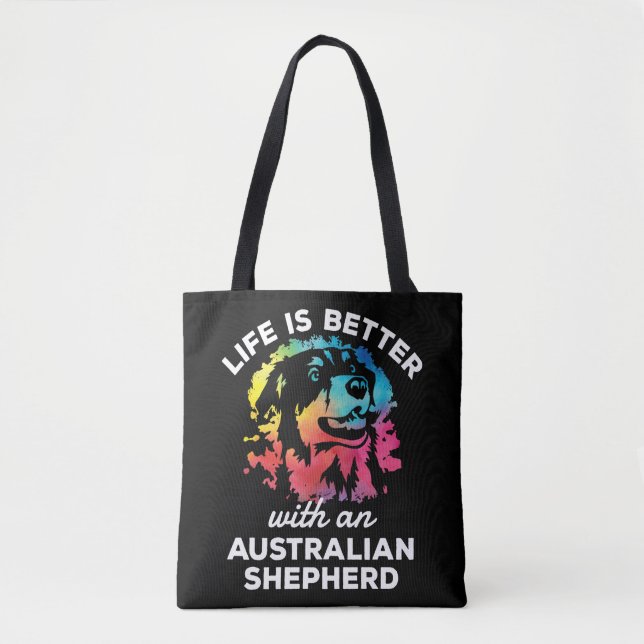 Livet är bättre med en australian shepherd  tygkasse (Framsida)